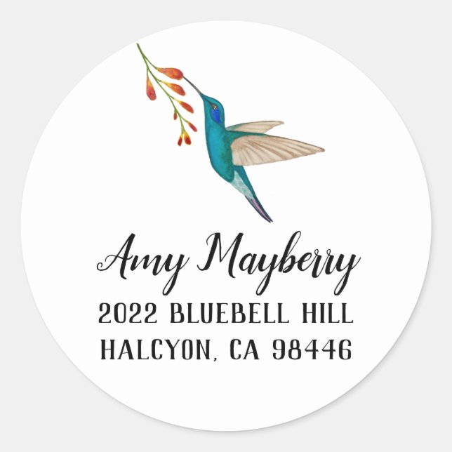 Adesivo Violetear Hummingbird endereço de retorno Classe (Frente)