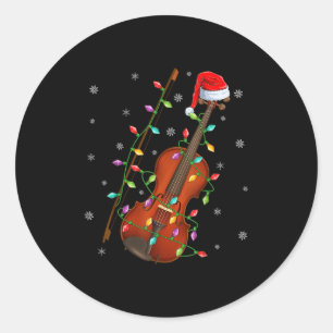 Adesivo Violin Music Lover Xmas Lighting Santa Hat Violin