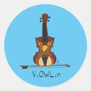 Adesivo Violin Owl Engraçado Música infantil
