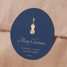 Adesivo Violino Dourado Luthier Elegante Feliz Natal