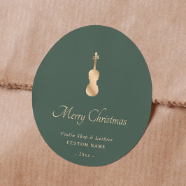 Adesivo Violino Dourado Luthier Elegante Feliz Natal
