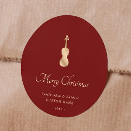 Adesivo Violino Dourado Luthier Elegante Feliz Natal