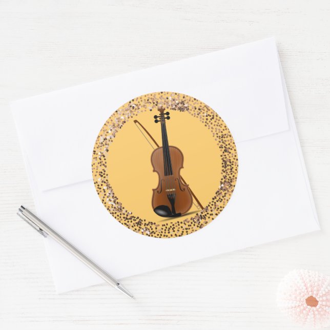 Adesivo Violino e Arco, estrutura de brilho, (Envelope)
