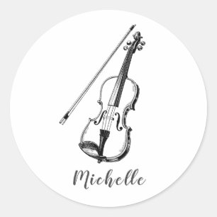 Adesivo Violino musical Vintage Personalizado
