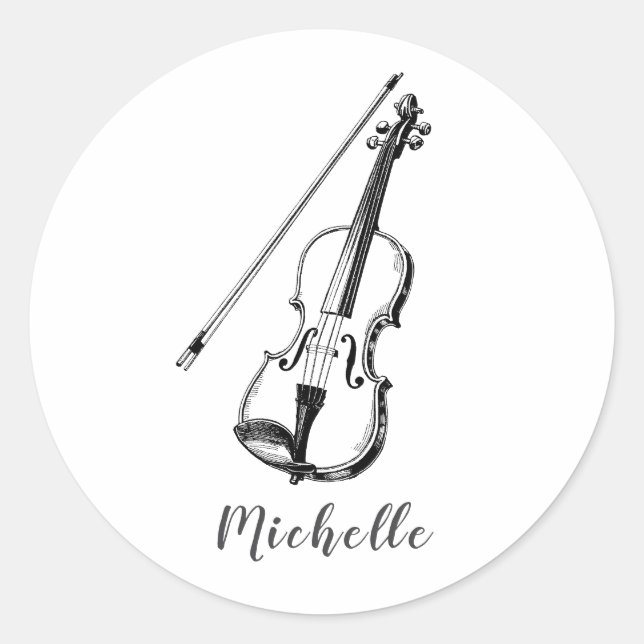 Adesivo Violino musical Vintage Personalizado (Frente)