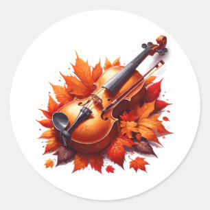 Adesivo Violino na cama de folhas