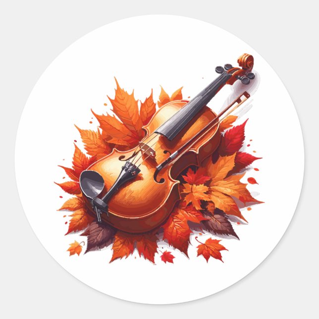 Adesivo Violino na cama de folhas (Frente)