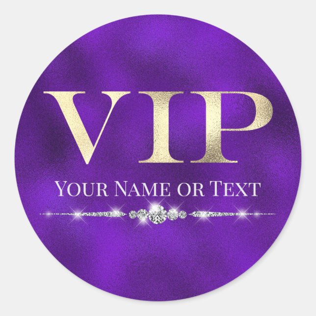 Adesivo VIP Dourado Glamouroso em Roxo (Frente)