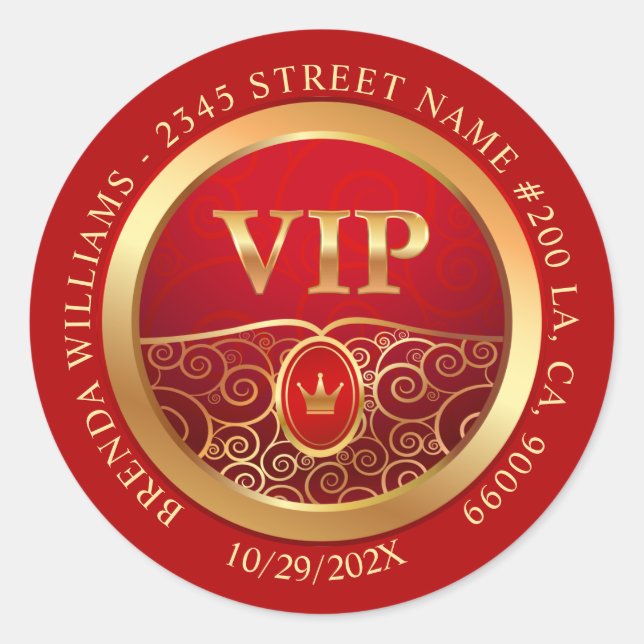 Adesivo VIP Sticker Royal Red e Dourado (Frente)