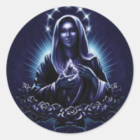 Virgem Abençoada Roxa Maria e Rosas