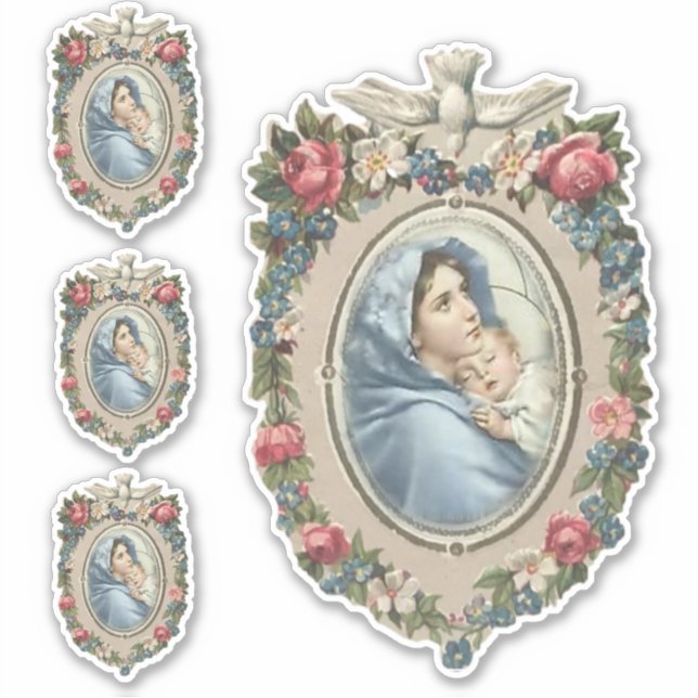 Adesivo Virgem Bêndida Maria com Vinil Religioso de Jesus (Frente)