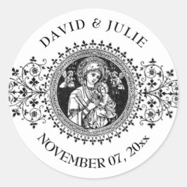 Adesivo Virgem Clássica Elegante Mary Jesus Black White