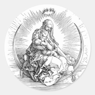 Adesivo Virgem Maria bebê Cristo Crescente Poster de Arte