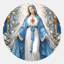 Adesivo Virgem Maria com Vidro Sagrado de Coração