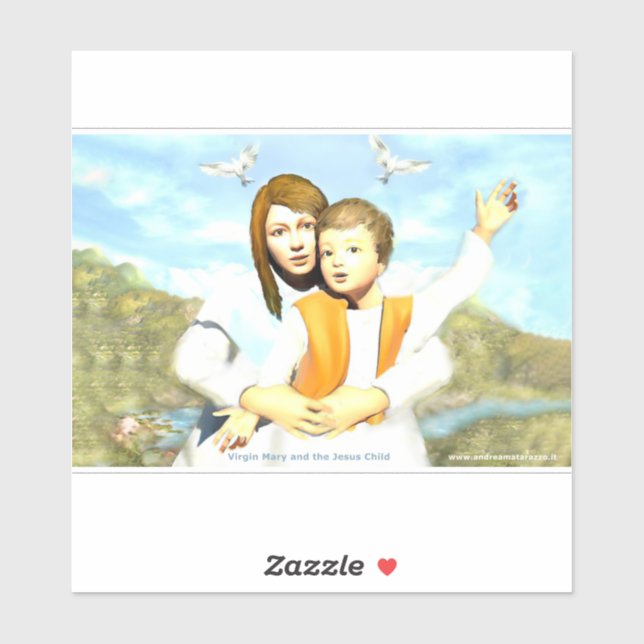 Adesivo Virgem Maria e o Criança Jesus (Folha)
