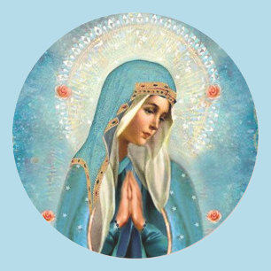 Adesivo Virgem Maria em Prayer Hallo Bonito Robe Azul