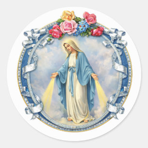 Adesivo Virgem Maria Floral Religioso Vintage Católico