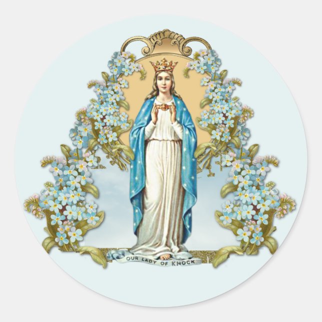 Adesivo Virgem Maria Floral Senhora Religiosa De Knock (Frente)