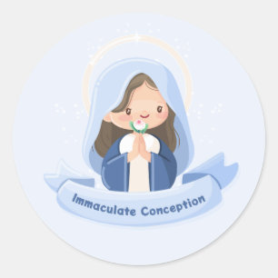 Adesivo Virgem Maria Kawaii Pacífica Rezando – Azul Claro