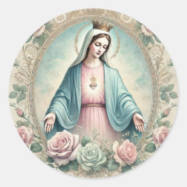 Adesivo Virgem Mary Vintage Rosas Rosa Católica