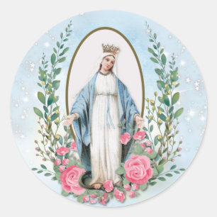 Adesivo Virgem Religiosa Maria Floral Católica