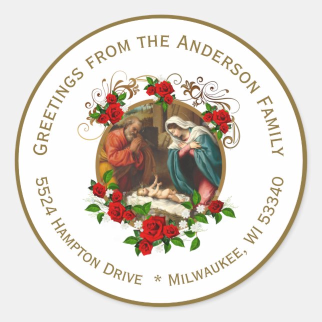 Adesivo Virgem Religiosa Maria Natividade de Natal Jesus (Frente)