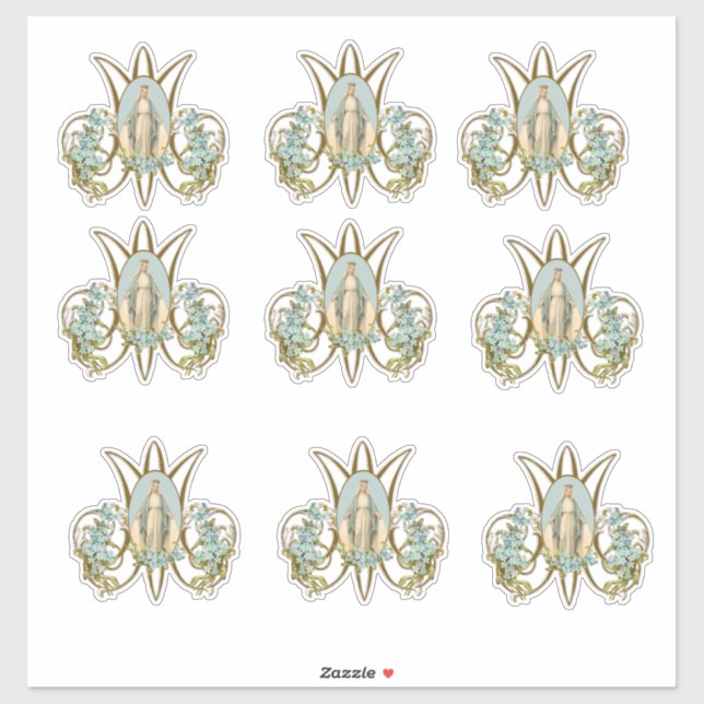 Adesivo Virgem Religiosa Mary Floral Elegante Vinil Sticke (Folha)