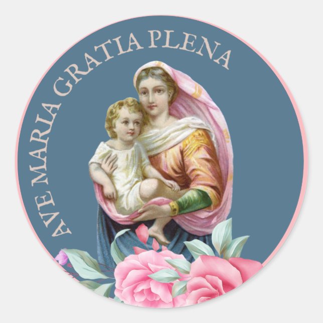 Adesivo Virgem Religiosa Mary Jesus Ave Maria Latim (Frente)