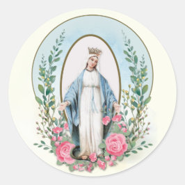 Adesivo Virgem Religiosa Mary Vintage Rosas Rosa Católica