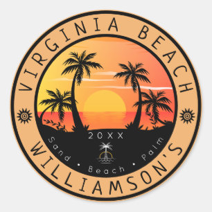 Adesivo Virginia Beach USA Retro Sunset Souvenirs 80s