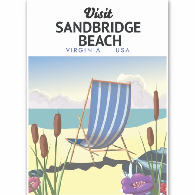 Adesivo Virginia Beach Virginia poster de viagens Sticker (Frente)