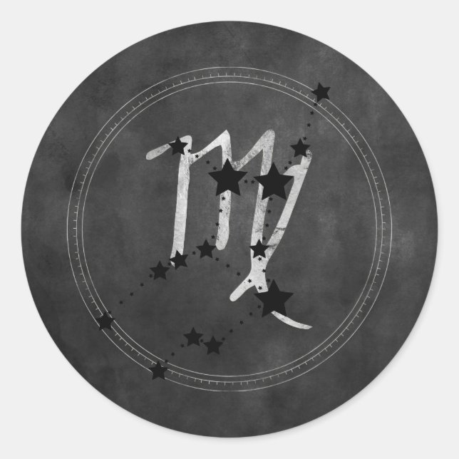 Adesivo Virgo black stars silver zodiac constellation  (Frente)