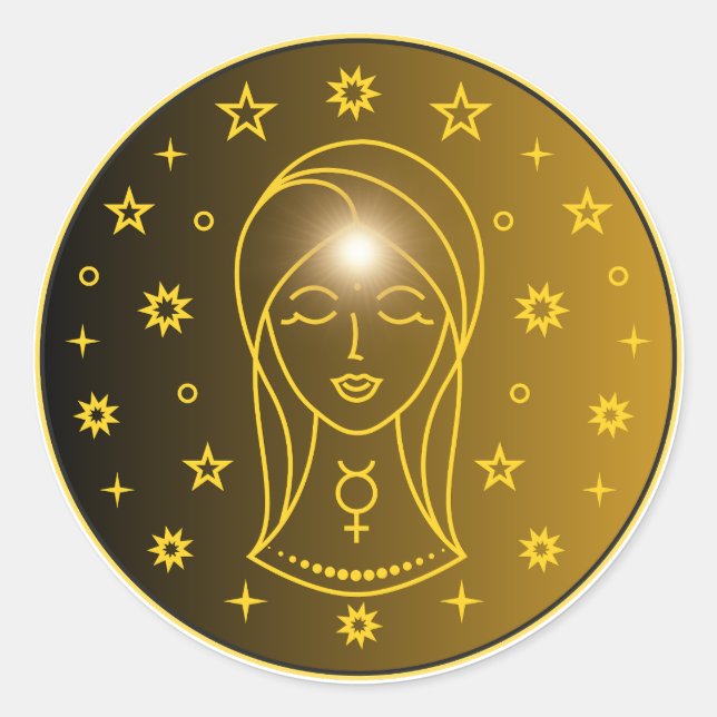 Adesivo Virgo Zodiac Emblem | Minimal Celestial Symbol (Frente)