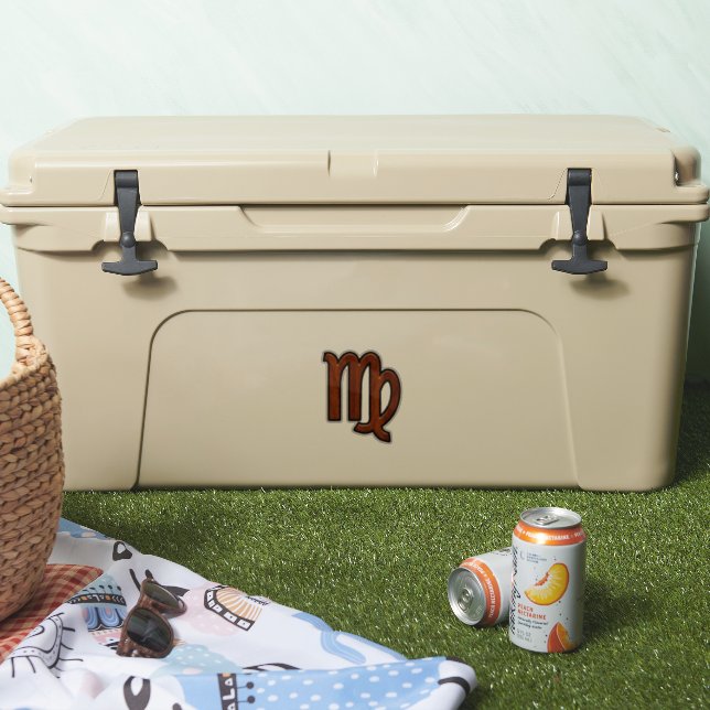 Adesivo Virgo Zodiac no estilo da madeira de Mahogany (Refrigerador)