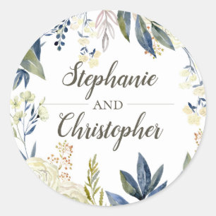 Adesivo Vírgula da Flor Azul Elegante Favorito do Selo