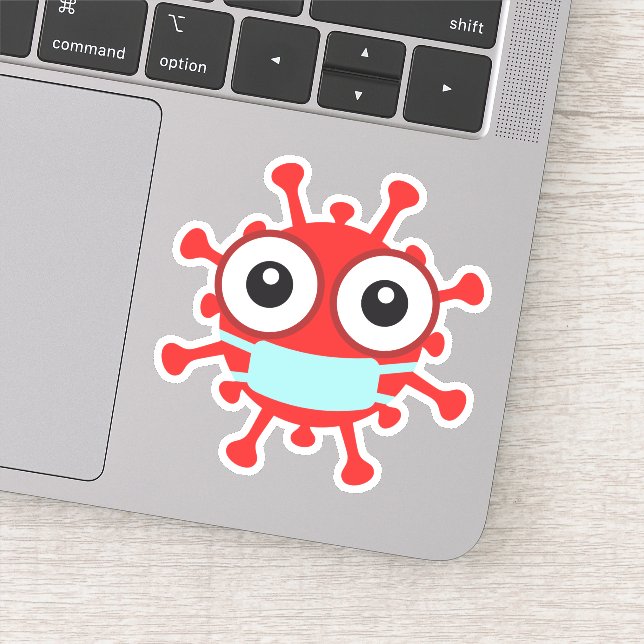 Adesivo Vírus vermelho com máscara facial (Detalhe)