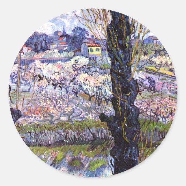 Adesivo Visão de Arles, Pomares Flores (1889) Van Gogh (Frente)