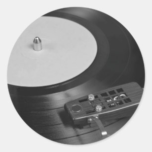 Adesivo Visão geral de disco de vinil tocando em um toca-d