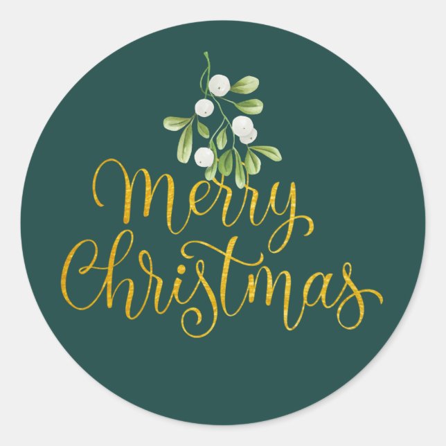 Adesivo Visco Elegante Script Dourado Feliz Natal (Frente)