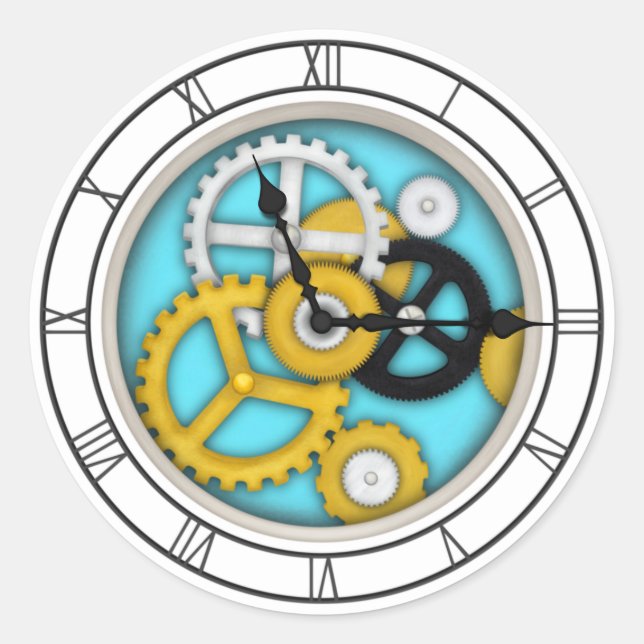 Adesivo Visible Clockwork Roman 3-D Art Illusion Aqua (Frente)