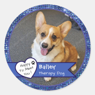 Adesivo Visita de Cão de Terapia Blue Sparkle Personalizad