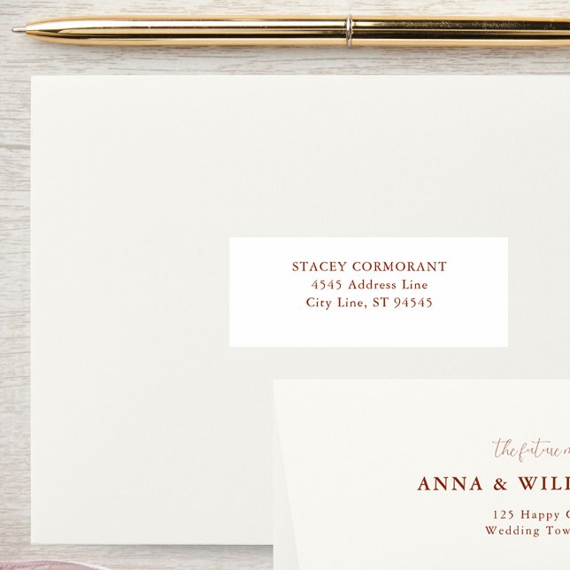 Adesivo Visitantes do Casamento outono Terracotta Endereço (Terracotta Wedding Guest Address Labels Elegant Classy Traditional Formal Simple)