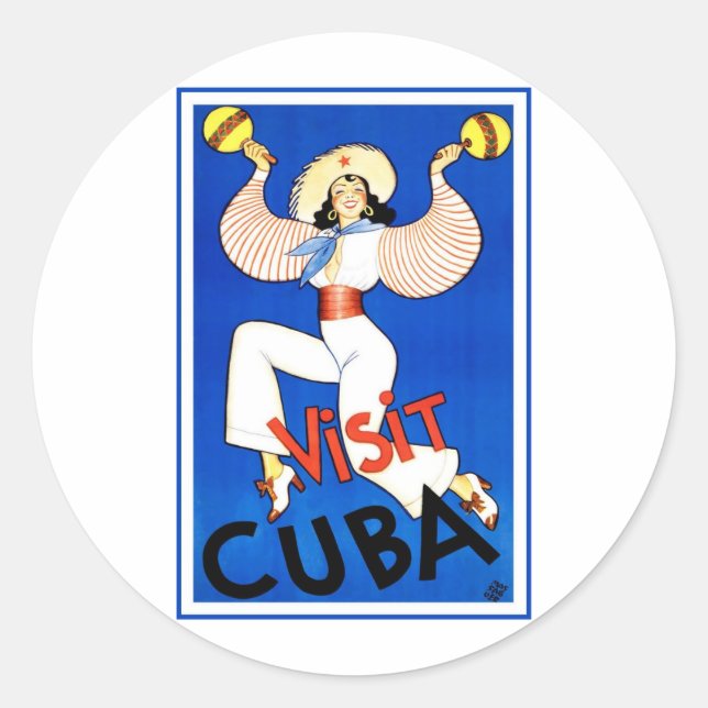 Adesivo Visite Cuba Vintage (Frente)