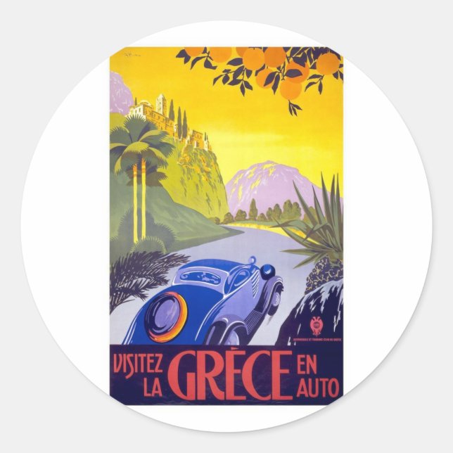 Adesivo Visite Grécia por carro - Viagens vintage (Frente)