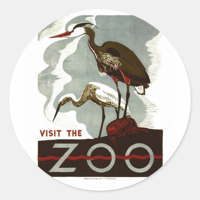 Adesivo Visite o Zoo - Poster WPA - (Frente)