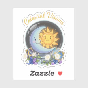 Adesivo Visões Celestiais Sol Fofo e Tarot da Lua Crysta