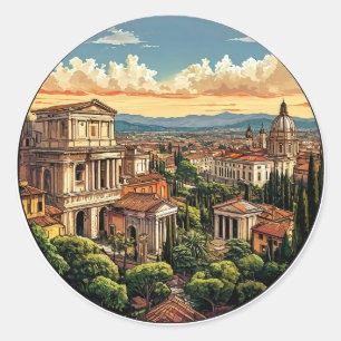 Adesivo Vista Cênica de Roma da Paisagem Urbana Histórica
