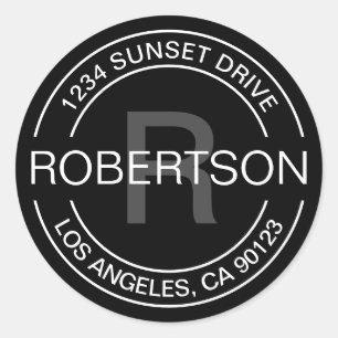 Adesivo Vista clássica Black White & Cinza Return Addres