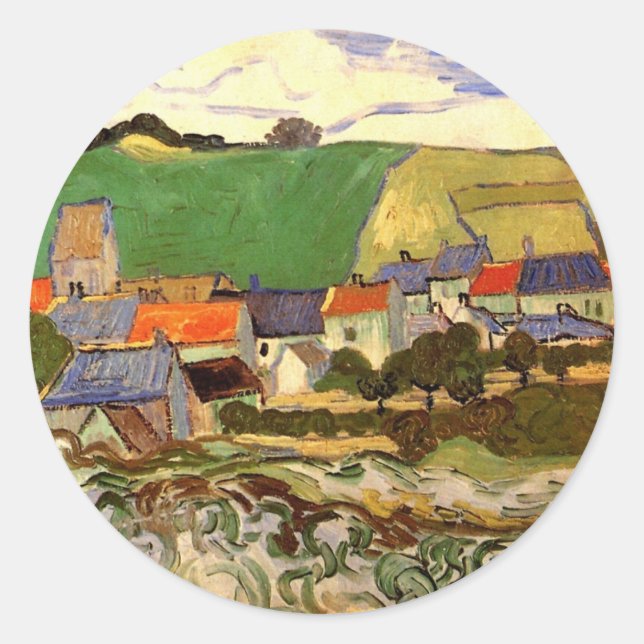 Adesivo Vista de Auvers por Vincent van Gogh (Frente)