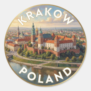 Adesivo Vista do Castelo de Wawel de Cracóvia Rio Vístula